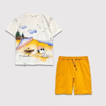 ست راحتی تیشرت و شلوارک طرح ساحل