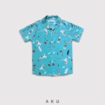 پیراهن هاوایی طرح دایناسور و ساحل