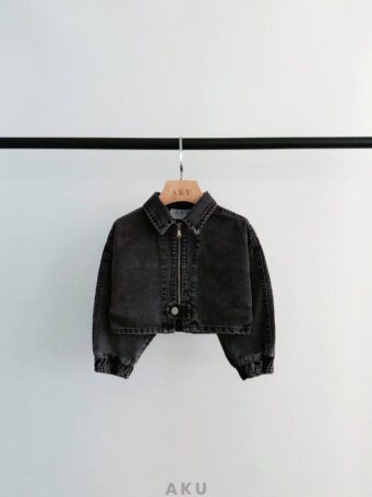 aku-charcoal-zipped-crop-jeen-coat کت جین کراپ زیپی زغالی AKU