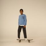 شلوار جین مام فیت زغالی بچه گانه