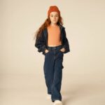 شلوار جین بگ بند دار سرمه ای