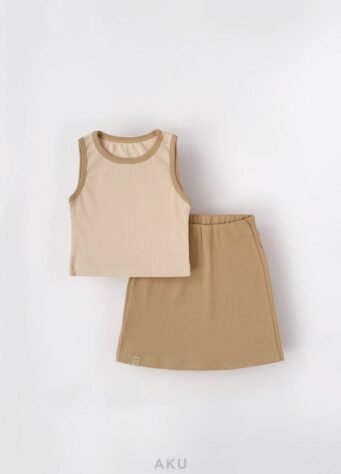 ست کبریتی کراپ و دامن نسکافه ای