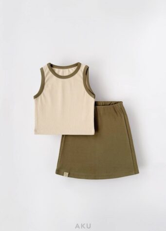 ست کبریتی کراپ و دامن سبز