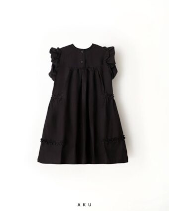 تصویر دوم تصویر سارافون پشت دکمه دار مشکی لینن