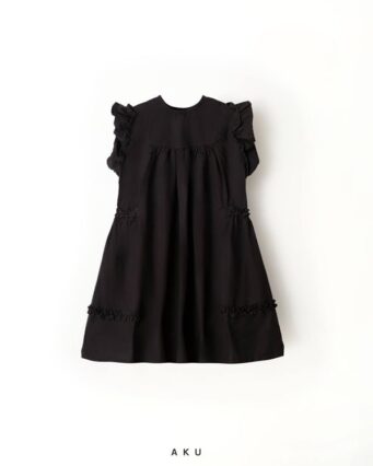 سارافون پشت دکمه دار مشکی لینن