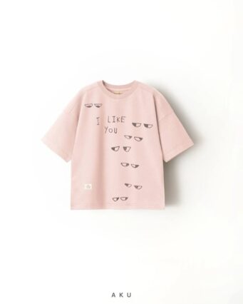 تیشرت طرح صورتی i like you برند AKU