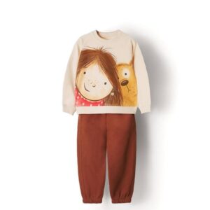 دو تیکه بلوز و شلوار چاپی AKU، طرح دختر و هاپو