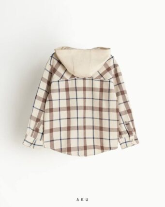 زاویه پشت پیراهن چهارخونه پشمی AKU، کرمی