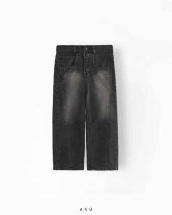 شلوار جین نیم بگ AKU با خطوط طرحدار، زغالی