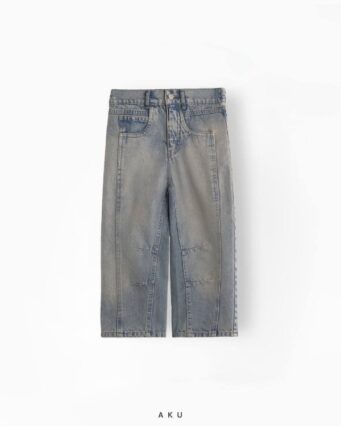 شلوار جین نیم بگ AKU با خطوط طرحدار، آبی روشن خاکی