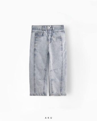 شلوار جین نیم بگ AKU با خطوط طرحدار، آبی روشن