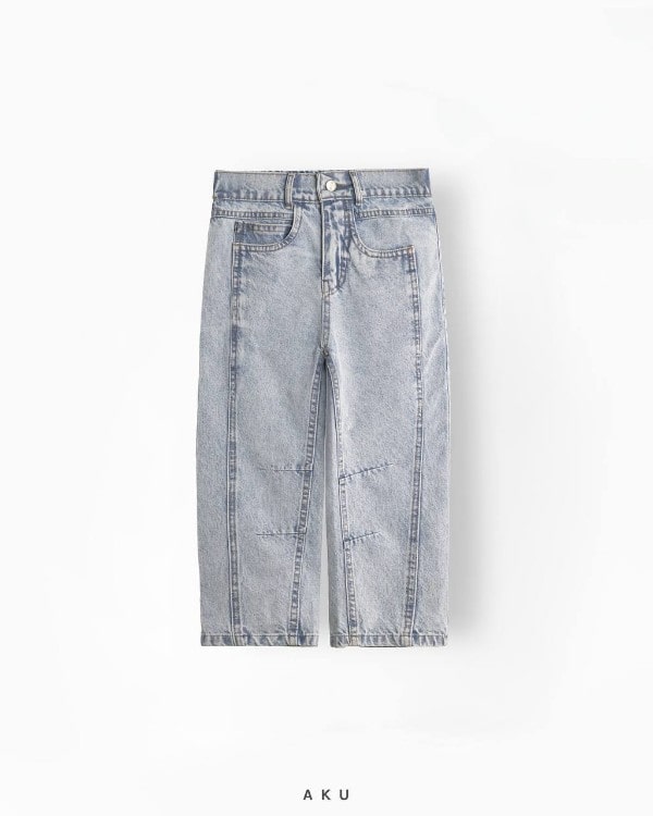 شلوار جین نیم بگ AKU با خطوط طرحدار، آبی روشن